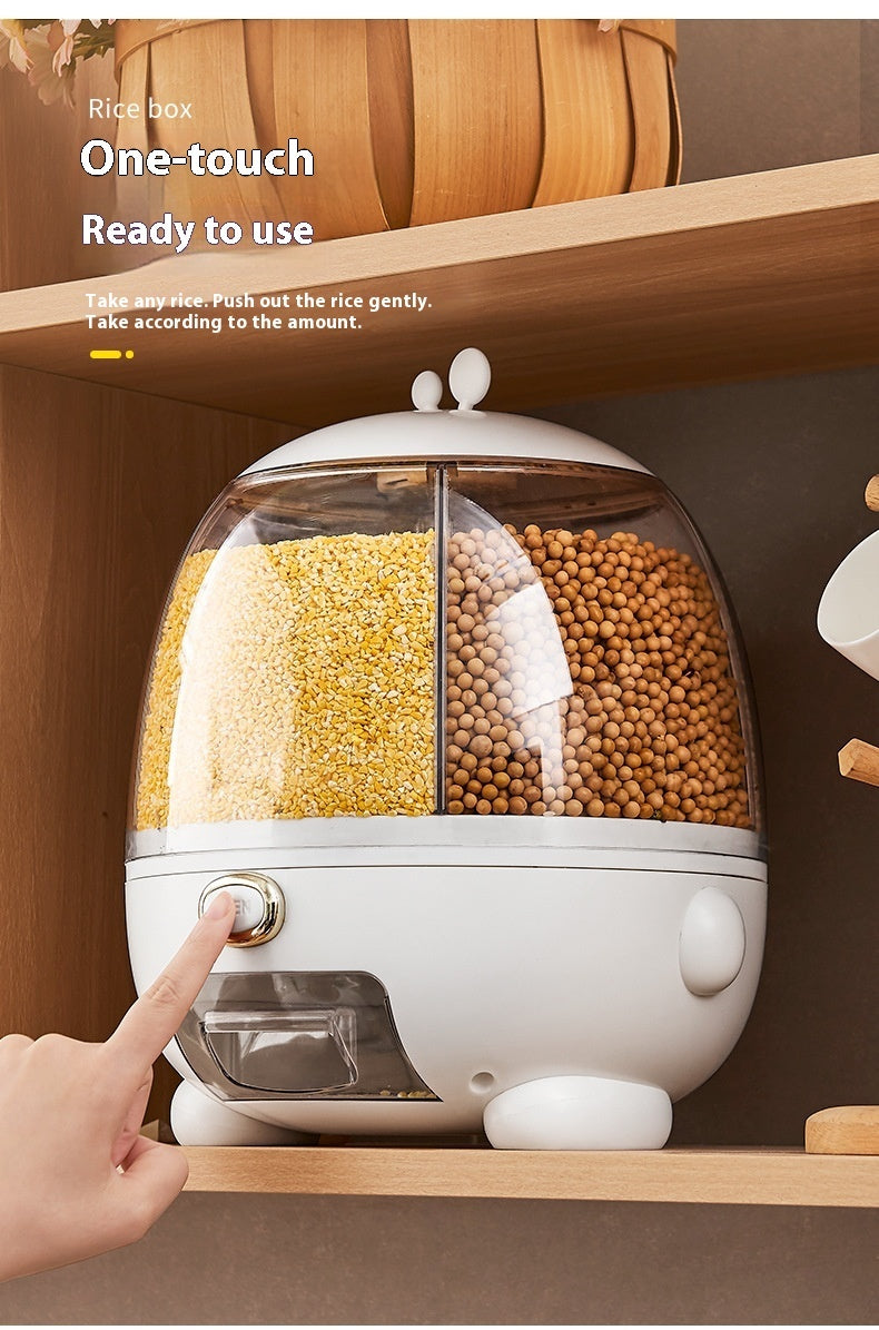Plastic Rotatable Compartment Household Sealed Multi-grain Rice Bucket Box