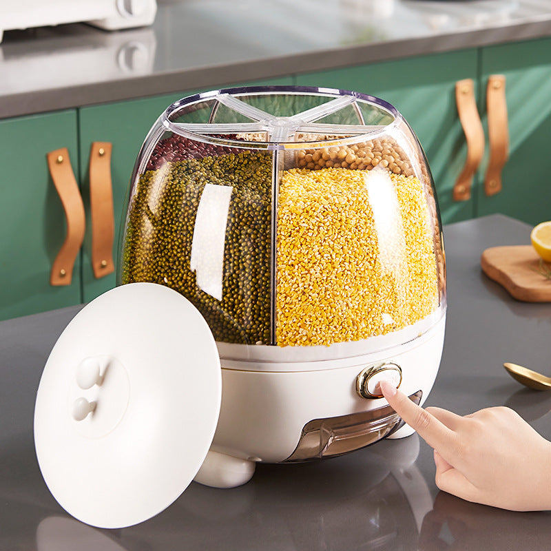 Plastic Rotatable Compartment Household Sealed Multi-grain Rice Bucket Box