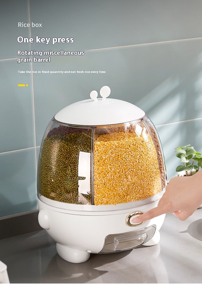 Plastic Rotatable Compartment Household Sealed Multi-grain Rice Bucket Box
