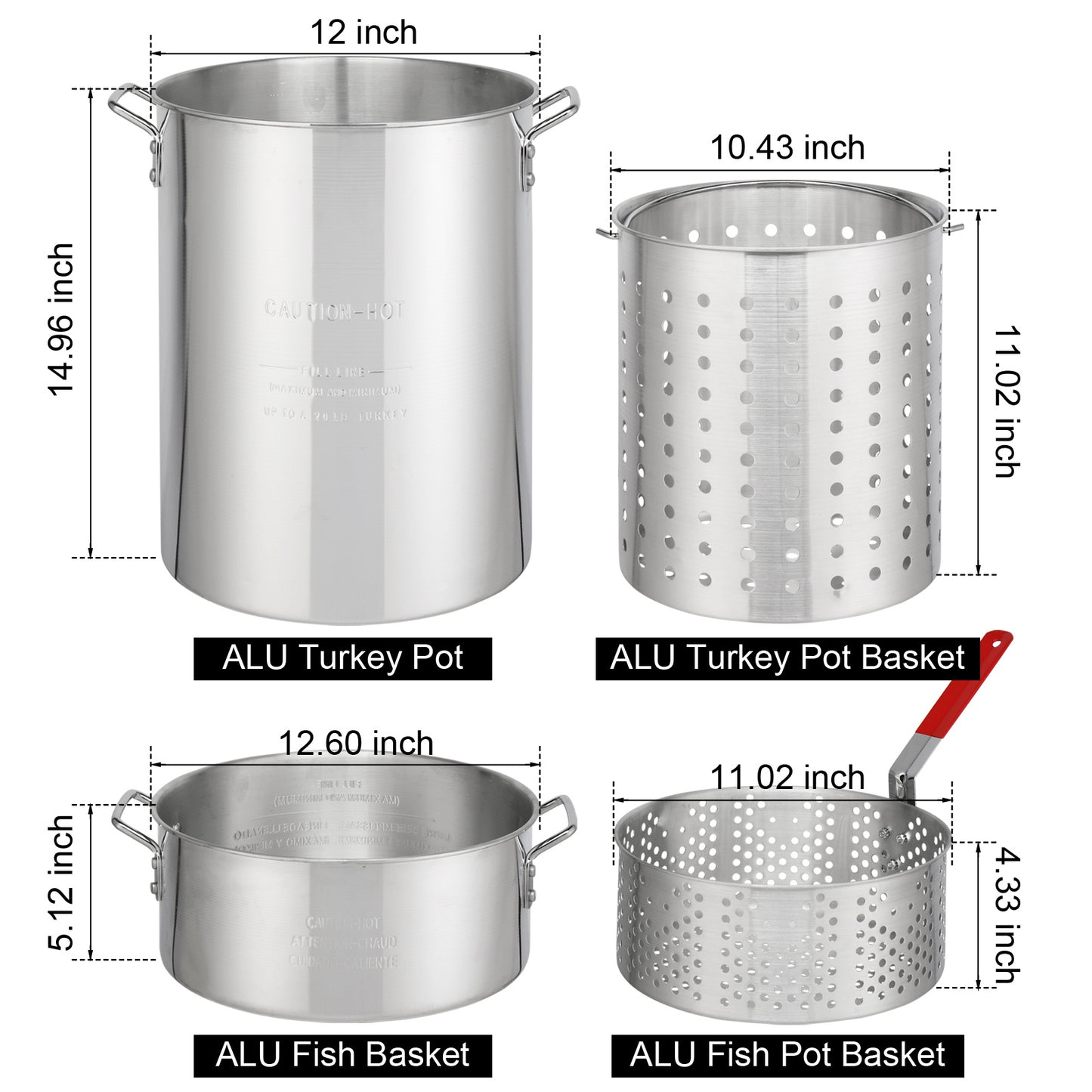 t, Four Piece Set, Black Circular Iron Frame, Silver Aluminum Pot, Gas Fryer