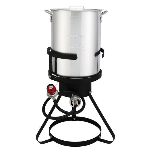 t, Four Piece Set, Black Circular Iron Frame, Silver Aluminum Pot, Gas Fryer