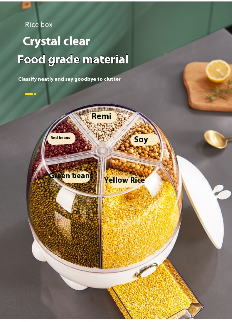 Plastic Rotatable Compartment Household Sealed Multi-grain Rice Bucket Box