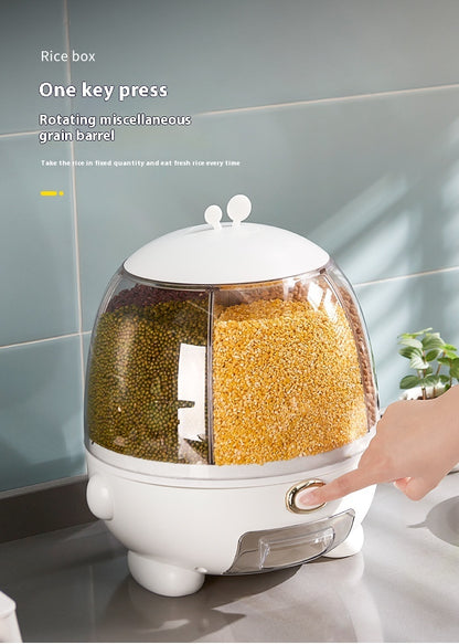 Plastic Rotatable Compartment Household Sealed Multi-grain Rice Bucket Box