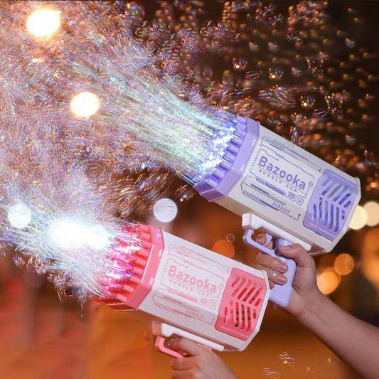 69 Holes Soap Bubbles Machine Gun Shape Automatic Blower With Light Toys For Kids