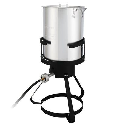 t, Four Piece Set, Black Circular Iron Frame, Silver Aluminum Pot, Gas Fryer