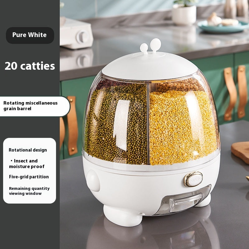 Plastic Rotatable Compartment Household Sealed Multi-grain Rice Bucket Box
