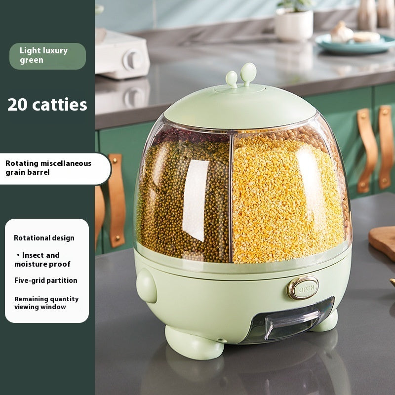Plastic Rotatable Compartment Household Sealed Multi-grain Rice Bucket Box
