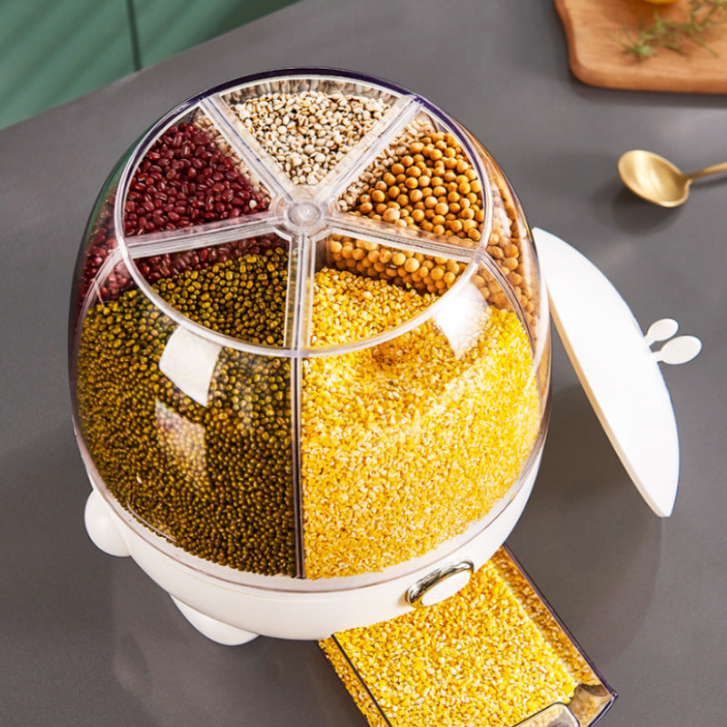 Plastic Rotatable Compartment Household Sealed Multi-grain Rice Bucket Box
